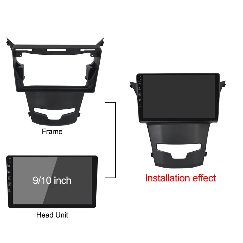 Alloggiamento in plastica anteriore da 9 pollici per Ssangyong Korando Actyon telaio in plastica anteriore per autoradio con spine per cavi set completo