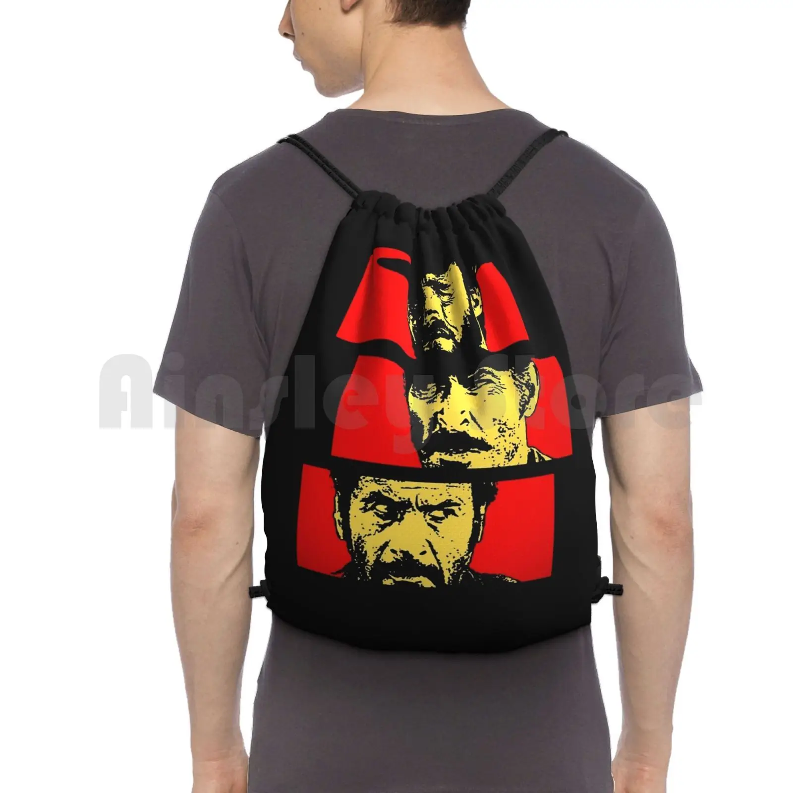 

Cult Backpack Drawstring Bags Gym Bag Waterproof Cult Movie Retro Vintage Movie Film Clint Eastwood A Fistful Dollars