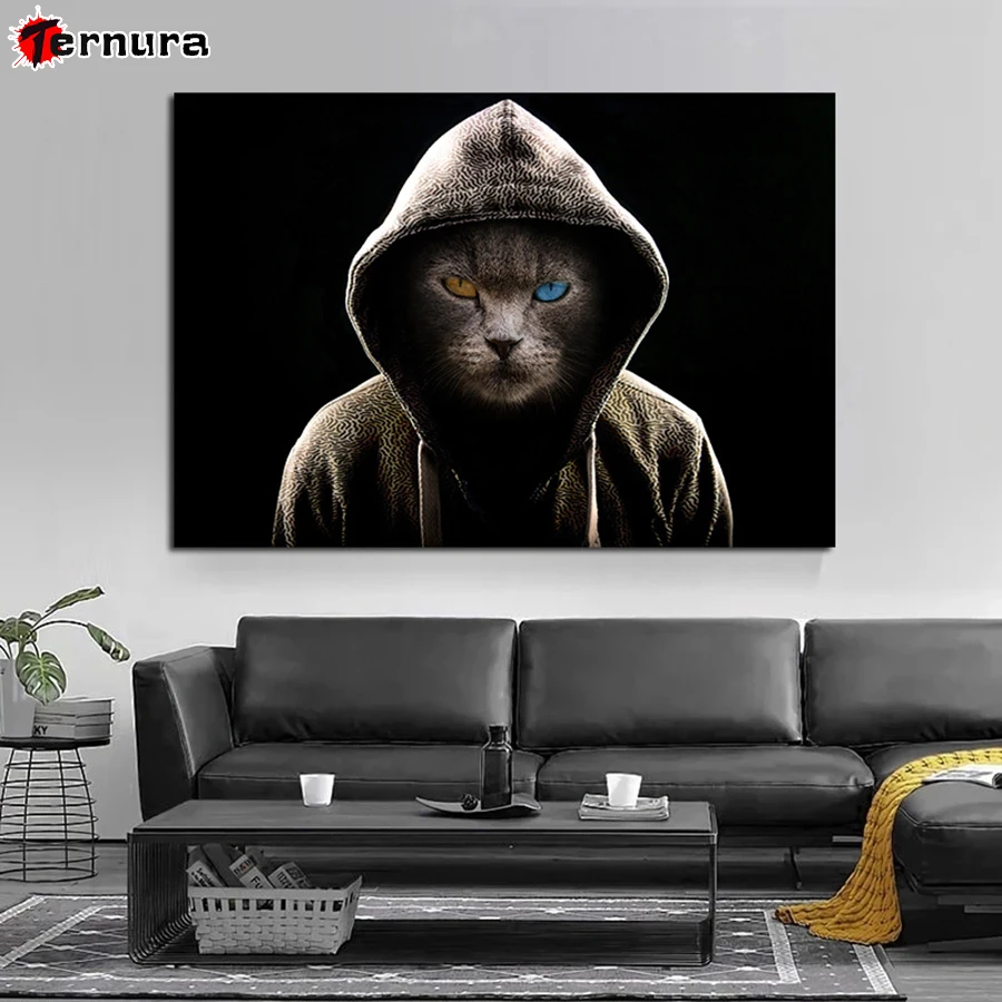 Cat Man with Domineering Eyes DIY Diamond Painting 5D rhinestone Cross Stitch Diamond Art Embroidery Mosaic Handmade Home Decor