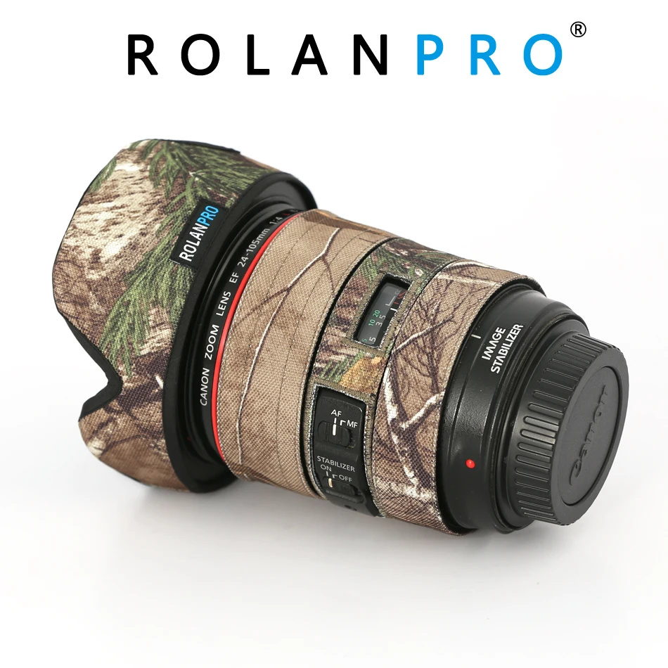 ROLANPRO Lens Coat for Canon EF 24-105mm f4L IS USM Camouflage Rain Cover  Lens Protective Sleeve Guns Case Photography Clothing