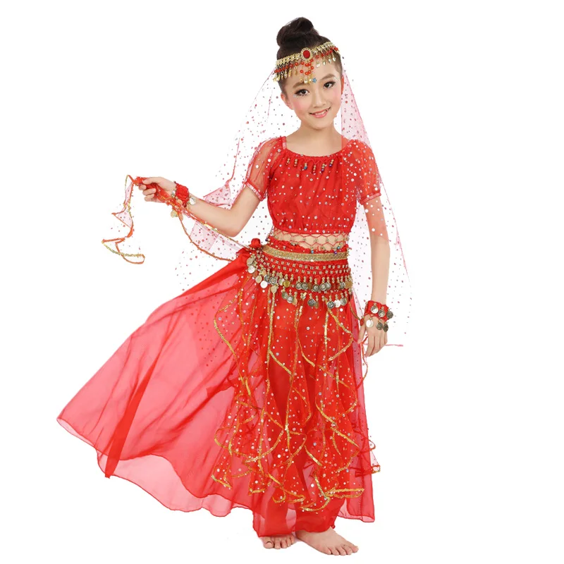 Disfraz de danza del vientre para niños, trajes de baile Oriental para niñas, ropa de bailarina de danza del vientre, conjunto de trajes de baile