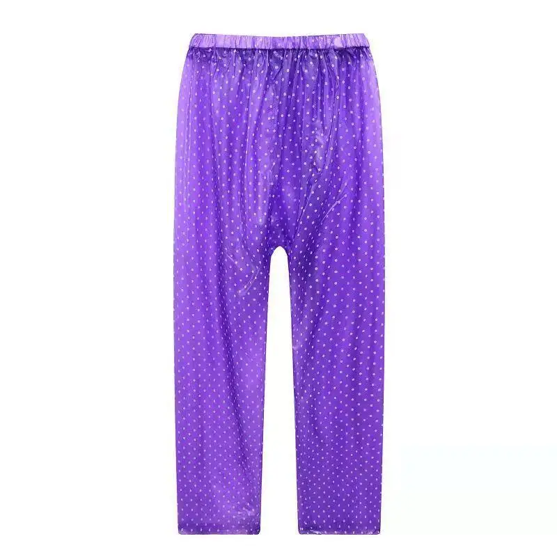 

Clear Purple Dot PoTransparent PVC Trousers Waterproof Pants Loosen Easy Drop Off