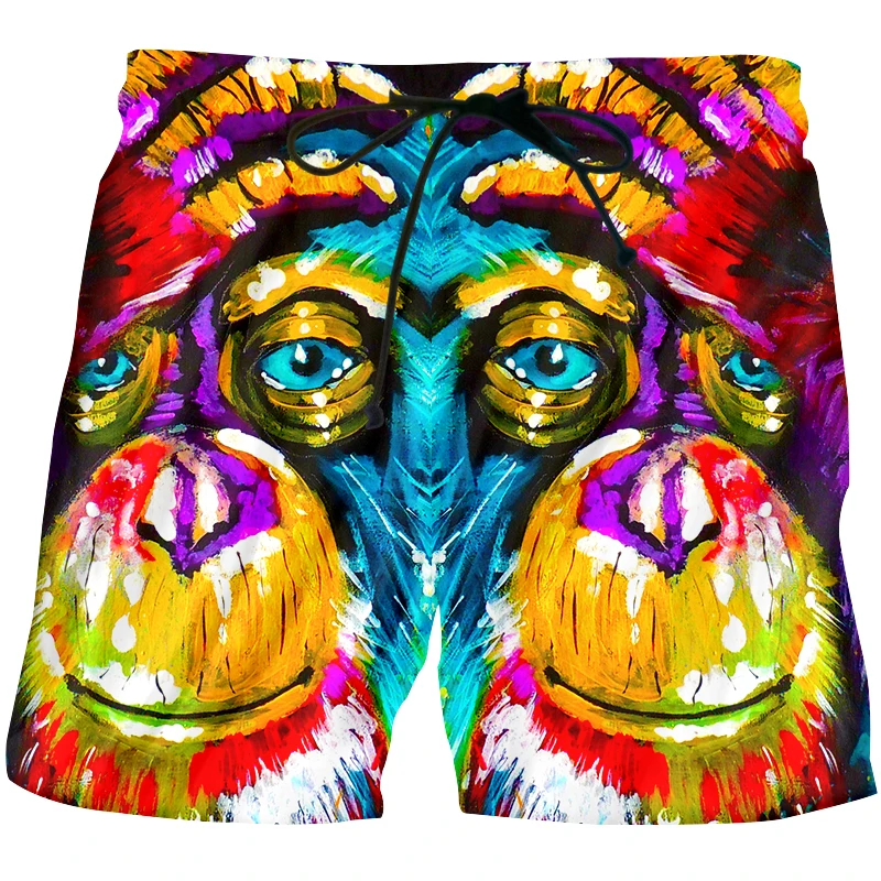 Men\'s Casual 3D Print Colorful monkey Short-sleeved T-Shirt Shorts 2-piece Suit 2021 Summer Men\'s Suit Casual Sportswear