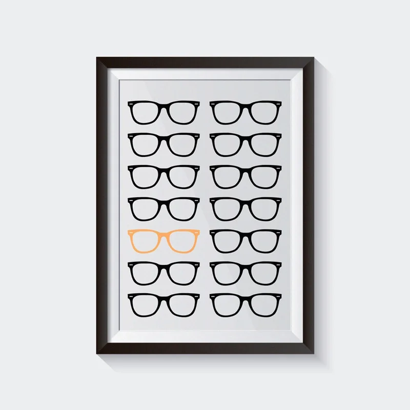 Hipster Glasses Wall Art Canvas Print and Poster Minimalist Glasses Canvas Painting Picture For Optical Shop Wall Decor