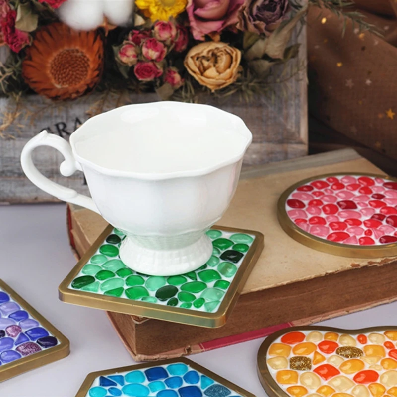 

Handmade Mosaic-Coasters for Drinks Resin Casting Molds DIY Round Mosaic-Stone Silicone Resin Mold Craft Tools