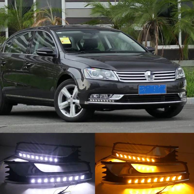 LED DRL daytime running light fog lamp for Volkswagen VW Passat B7 2012-2015, wireless switch control, dim control, turn signal