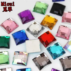 Micui 100pcs 12 millimetri di Cristallo di Colore Della Miscela Acrilico Strass Flatback Gemme Quadrati di Strass Pietra Per I Vestiti Del Vestito Mestiere ZZ609