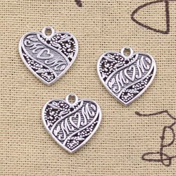 20pcs Charms Heart Mom 18x18mm Antique Silver Color Pendants DIY Crafts Making Findings Handmade Tibetan Jewelry