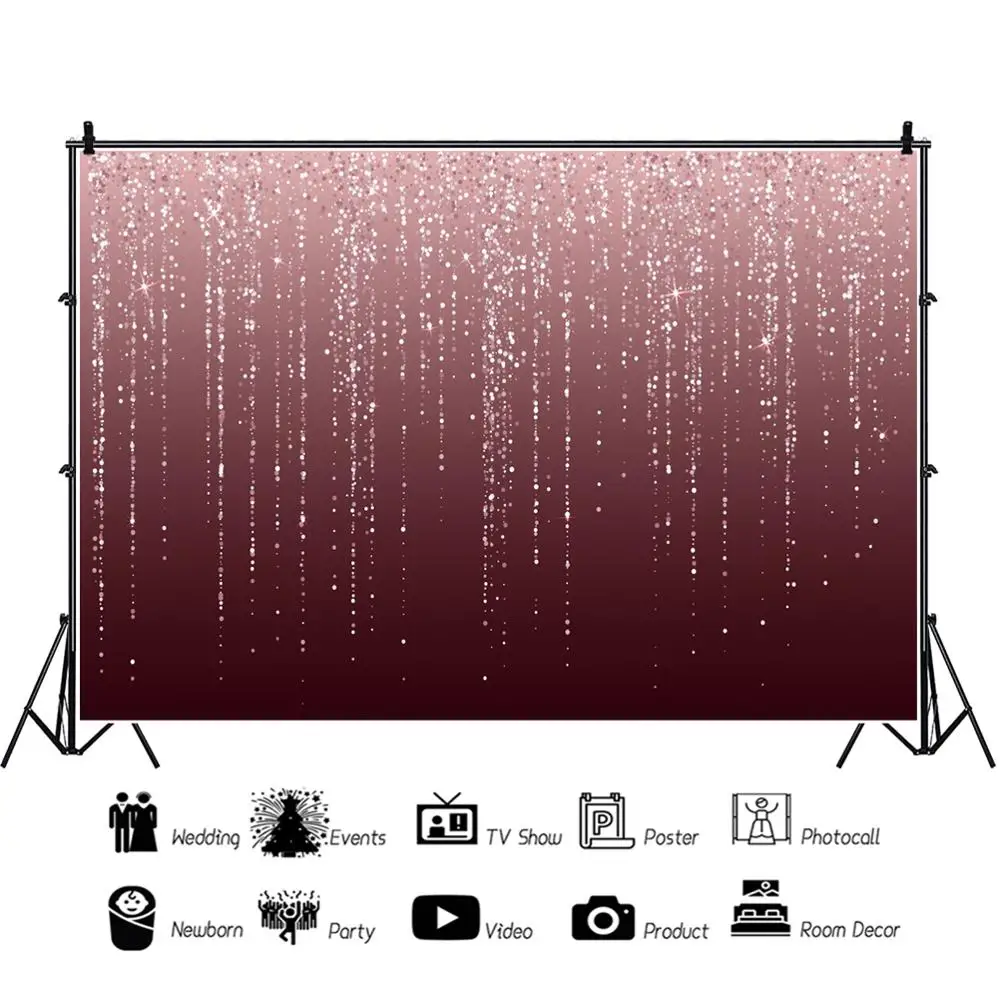 Laeacco سلاسل وردية من النقاط اللامعة لحفلات الزفاف وحفلات أعياد الميلاد ديكور صورة الطفل خلفية التصوير خلفية التصوير الفوتوغرافي