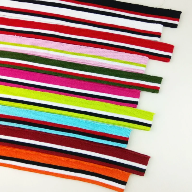 

1pcs Colorful Stripe Rib Fabric DIY Knitted Cloth Accessories Collar Cuffs Hem Bottom Collar Draw Texturing Fashion Design