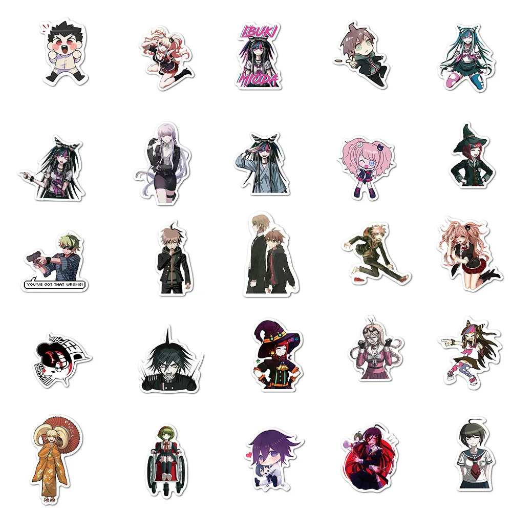 50PCS Danganronpa Waterproof Stickers Snowboard Laptop Luggage Fridge Guitar Graffiti Sticker Decal Anime Stickers Toy Sticker