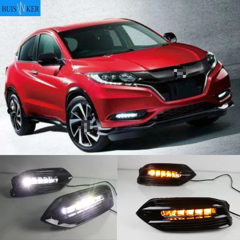 

2PCS LED Daytime Running Light For Honda HRV HR-V Vezel 2019 Yellow Turn Signal Function 12V Car DRL Fog Lamp Decoration