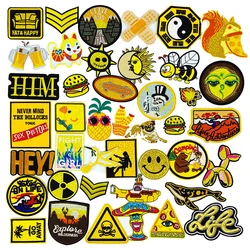 yellow series cartoon embroidery patch Cute Logo round sun flower DIY Iron on patches Clothes Badge Applique Decoration Apparel
