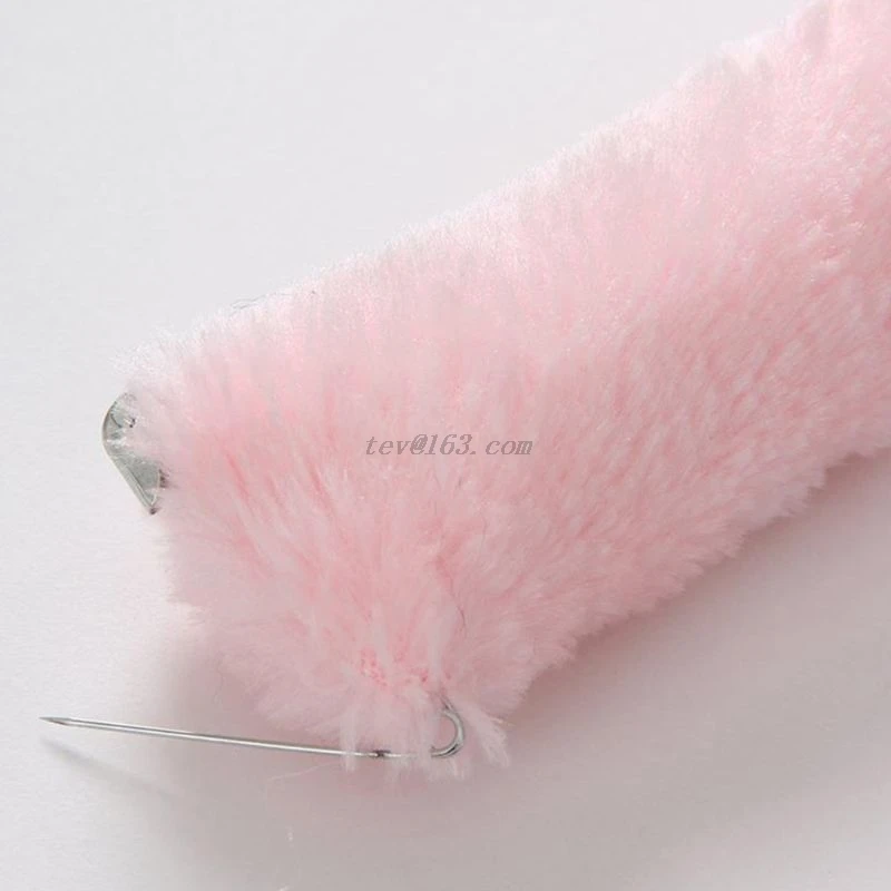 Adult Kids Cosplay Anime Lolita Costume Fluffy Plush Long Cat Tail with Ribbon Bowknot Bell Masquerade Party Props