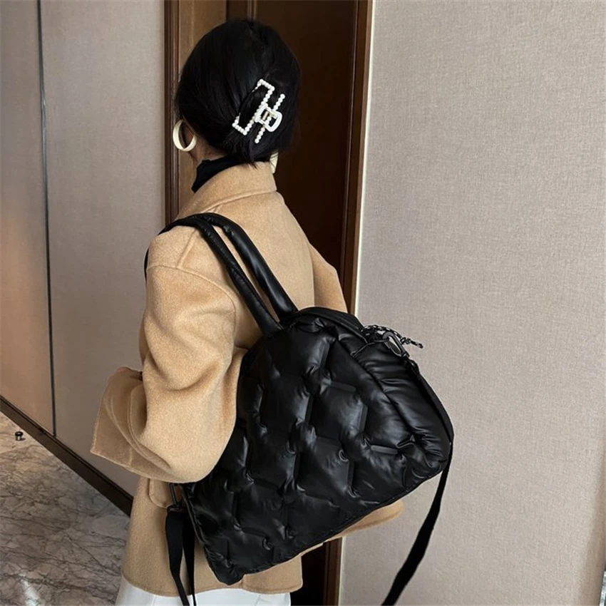 Luxury Designer Women Down Bag Space Padded Handbag Shoulder Bag Winter Female Solid Color High Quality Quilted Crossbody Bag