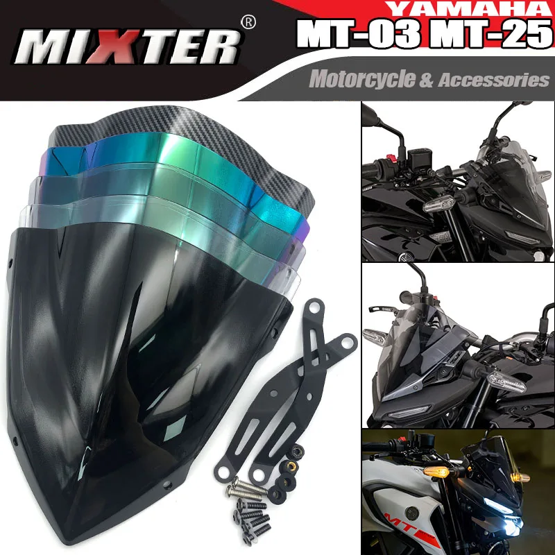 Motorcycle Sports Touring Front WindScreen Windshield Viser Visor Wind Deflector For YAMAHA MT25 MT03 2020-2024 MT-25 MT-03 2023