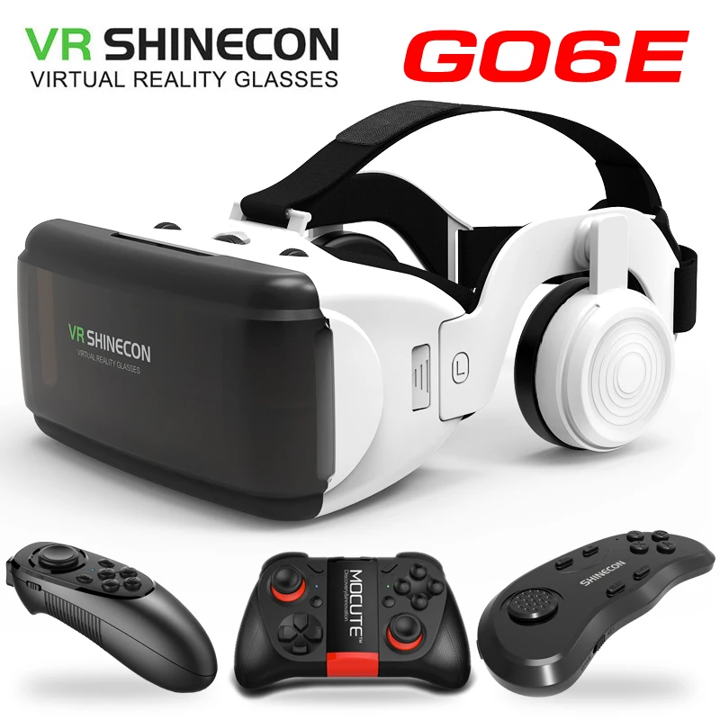 نظارات الواقع الافتراضي الجديدة VR Shinecon G06E ثلاثية الأبعاد فيلم فيديو للهاتف المحمول 4.7-6.53 "خوذة كرتون الواقع الافتراضي مع غمبد