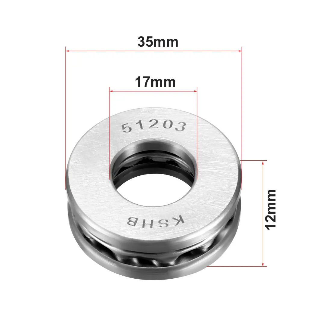 uxcell 2pcs 51203 Single Direction Thrust Ball Bearings 17mm x 35mm x 12mm Chrome Steel