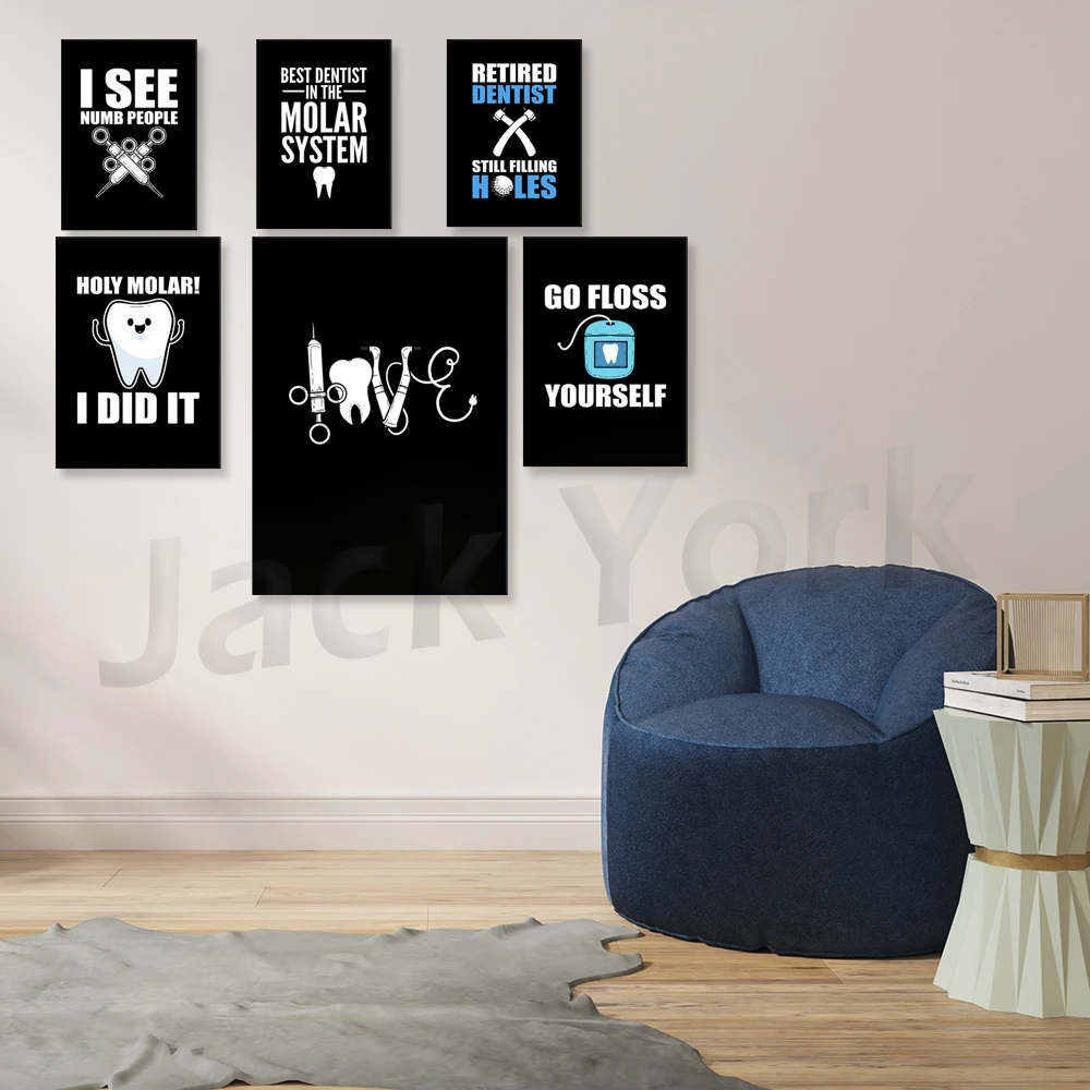 الأسنان المتقاعد طبيب الأسنان الجد قماش اللوحة المشارك يطبع الأسنان طبيب الأسنان جدار صورة فنية الديكور طبيب مكتب غرفة ديكور