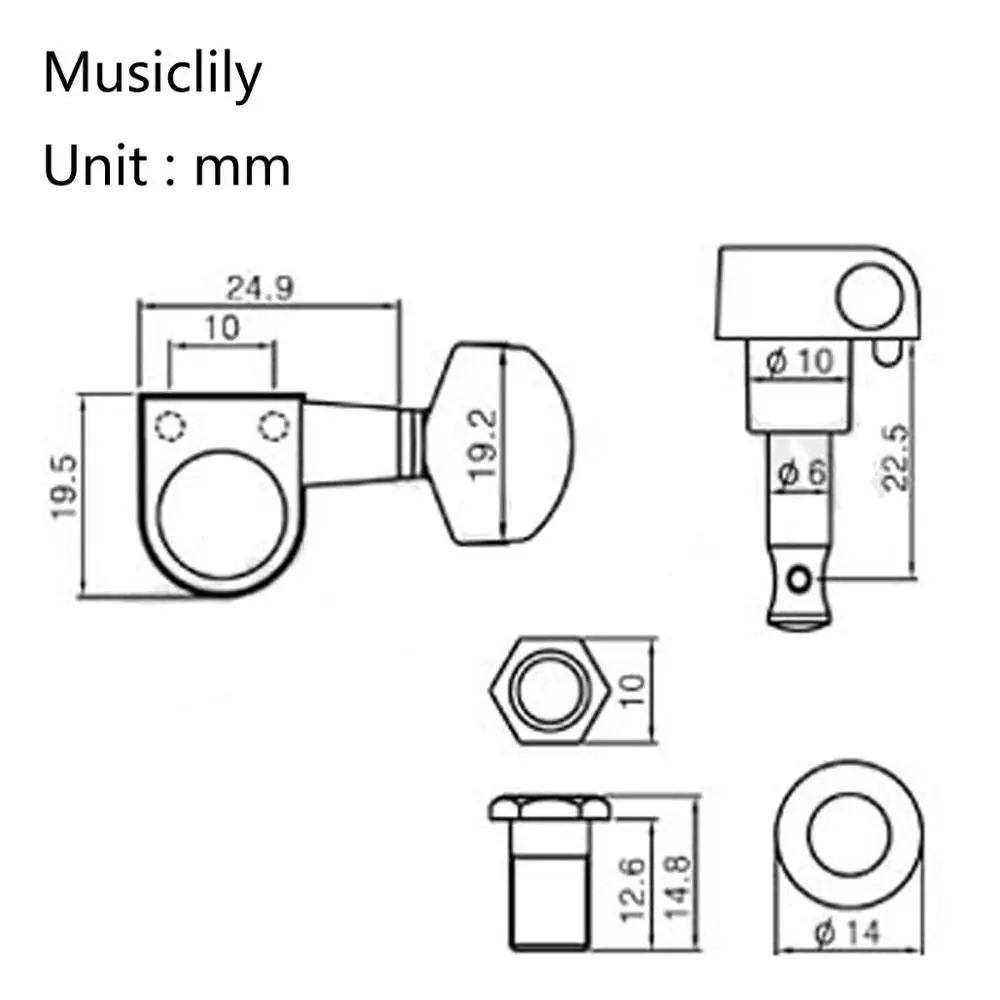 Musiclily Pro 6 in Line Sealed Dual Pin Guitar Tuners Tuning Pegs Keys Machine Heads Set for Squier ST, Chrome