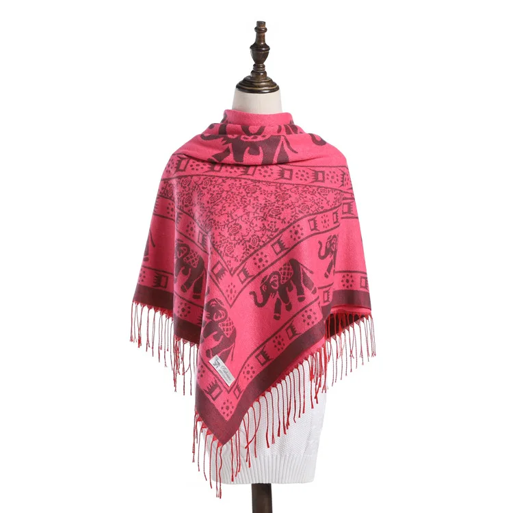 Châles chauds d'automne et d'hiver pour femmes, Pashmina, écharpes douces, glands enveloppés, Mantilla, Jacquard, silencieux