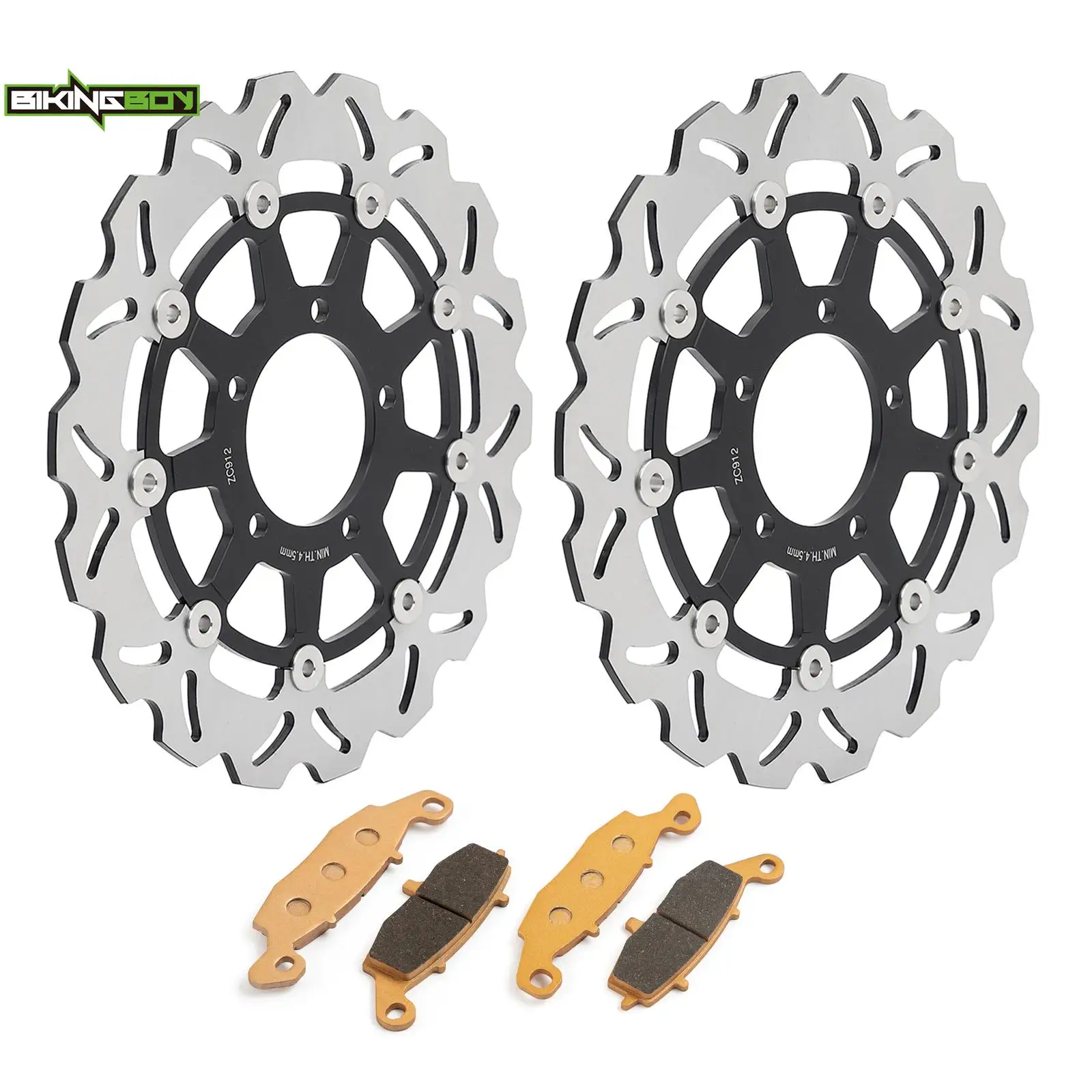 BIKINGBOY Front Brake Discs Disks Rotors Pads For Kawasaki ER-6F ER-6N 06 07 08 09 10 11 12 13 14 15 16 Ninja 650R ER650 EN650
