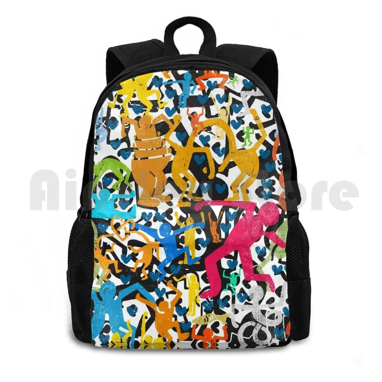 Dance Outdoor Hiking Backpack Waterproof Camping Travel Abstract Pop Art Pop Culture Pattern Retro Vintage Dj Club Party Dance