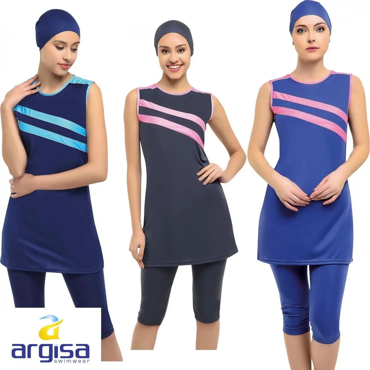 

Argisa 7800 Halter Sleeveless Piece Semi Burkini Muslim Swimwear 38-60 Plus Size Hijab Islamic Swimsuit Fashion Turkey Women Cover