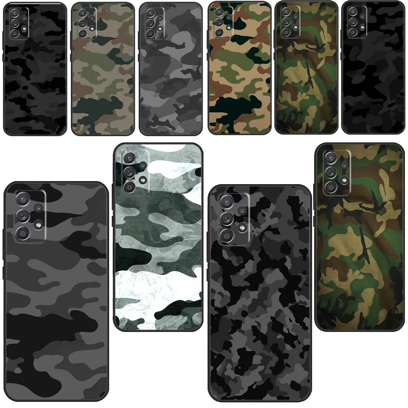 Black Camo Camouflage For Samsung Galaxy A52 A72 A20e A21S A50 A70 A01 A11 A12 A42 A31 A41 A51 A71 A32 Phone Case