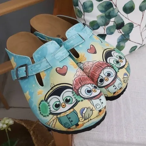 Custom Design Printed Sabo Slippers With Dogiye Penguin Themed