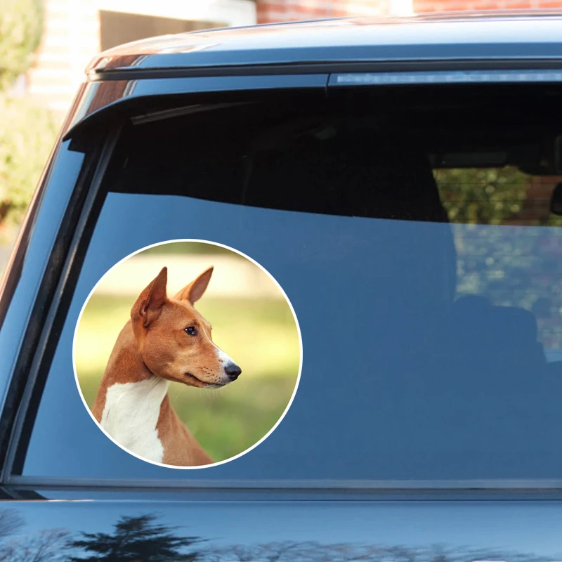 S61761 # Brown Basenji Dog Puppy Self-adhesive Decal Car Sticker Waterproof Auto Decors on Bumper Rear Window Laptop