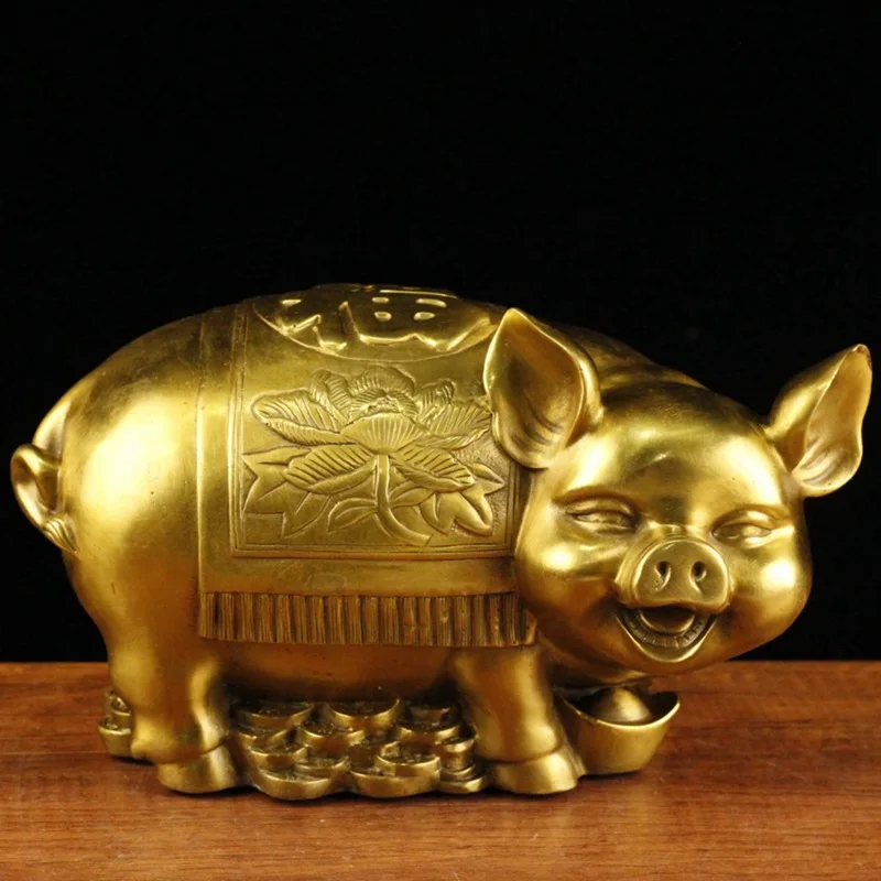 

Pure Brass Lucky Pig Copper Lucky Pig Zodiac Home Living Room Housewarming Office Decoration Crafts living room desk decor