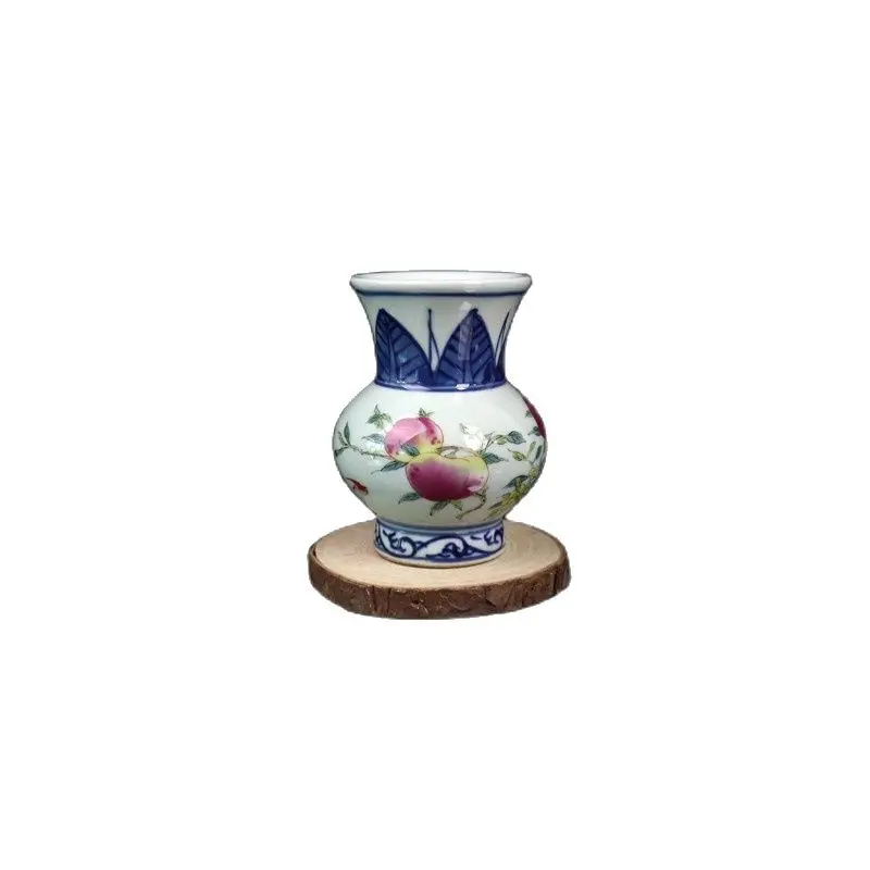 China Old Porcelain Blue And White Colored Longevity Vase