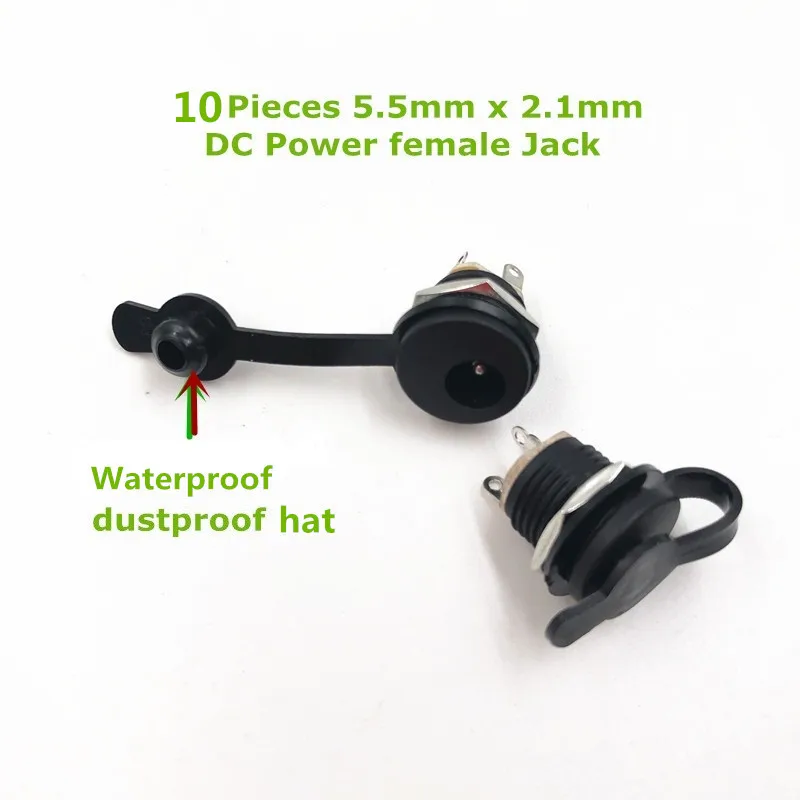 DC5.5x2.1mm 5.5x2.5mm Power Jack Socket Female Panel Mount Connector for battery can weld  E-bike battery DIY dust proof