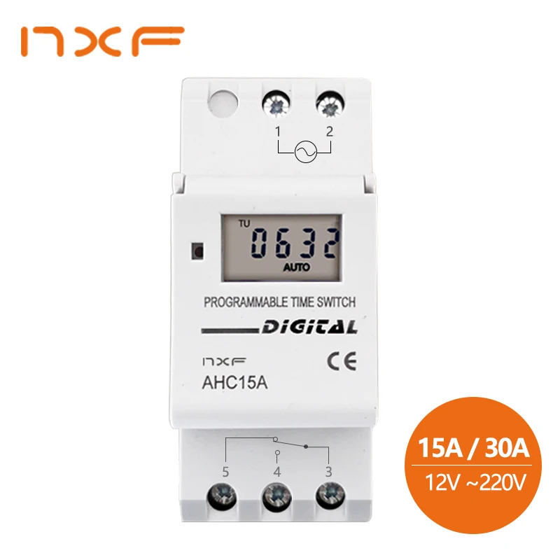 Electronic Weekly 7 Days Programmable Digital TIME Relay Timer Switch Control AC 220V 230V 12V 24V 48V 16A Din Rail Mount THC15A