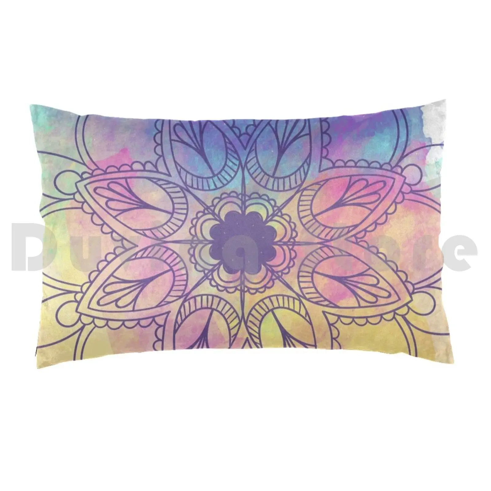 Watercolor Colorful Mandala Pillow Case DIY 50*70 Watercolor Mandala Yogi Buddhism Peace Relax Om Colors