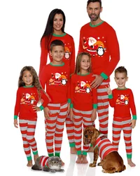 Christmas Family matching outfits Set Pajamas 2021 Cartoon red santa penguin elk print adult kids suit baby jumpsuit navidad