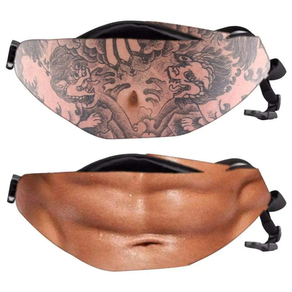 Funny Pop Dad Bod Money Belt Bag Men Travel Bags Flesh Color Creative Fanny Pack Beer Fat Belly Bum Pouch Waist Bag Storage Bags