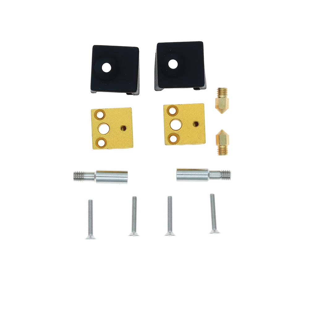 

3D Printer Parts 2pcs Heater Block+2PCS Throat Tube +4pcs Screw+2Pcs nozzle+2pc Silicone Sock Cover For MK7/MK8 Hot End Extruder