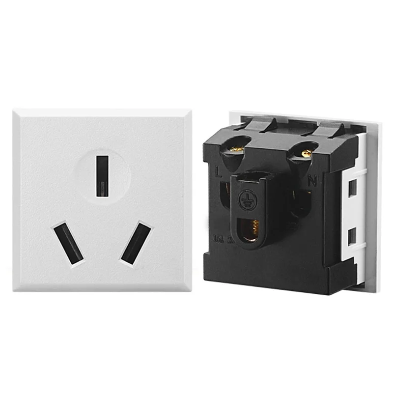 Black White Australia Screw Wiring embedded 16A 3Pin UPS PDU Power Socket AU Desktop Receptacle AC Panel Module Outlet 35*37mm