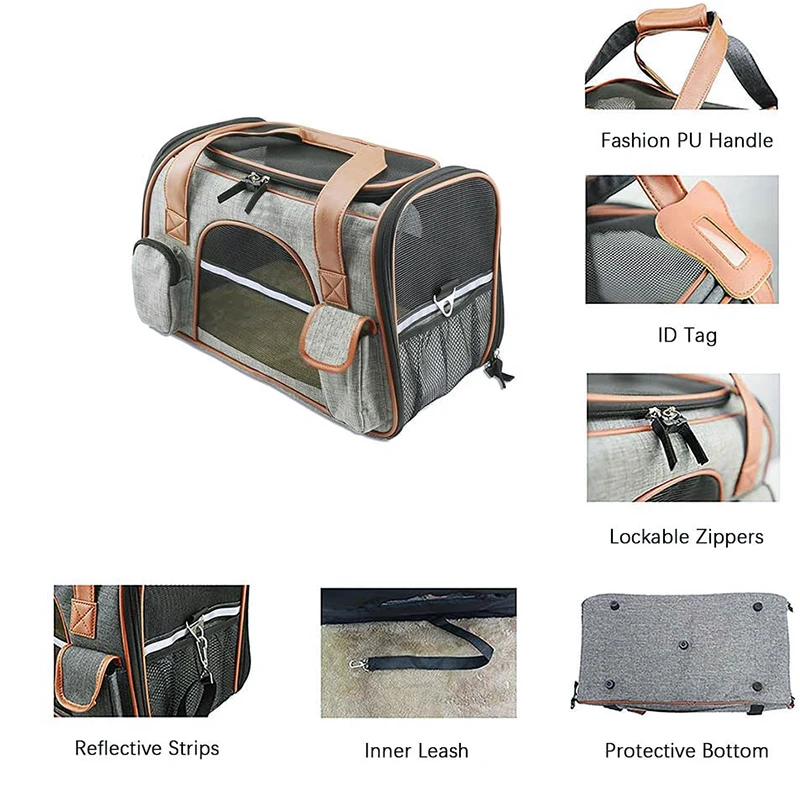 Imagem -06 - Benepaw Portátil Pequeno Transportador Cão Confortável pu Lidar com Fecho de Bolso com Fecho Lavável Mat Pet Bolsa de Transporte para Filhotes de Gatos