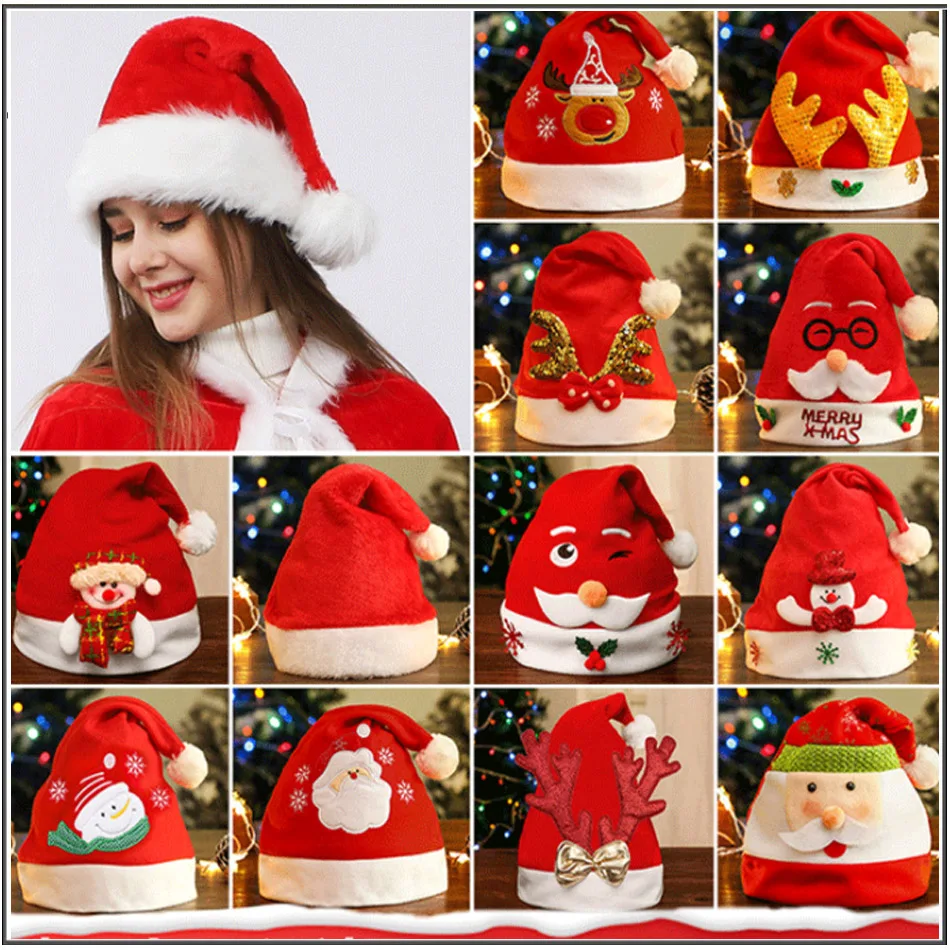 Christmas Hat Christmas Gift Children Adult Snowman Deer Long Fluffy Antler Shape Party Decoration Hat Christmas Decoration