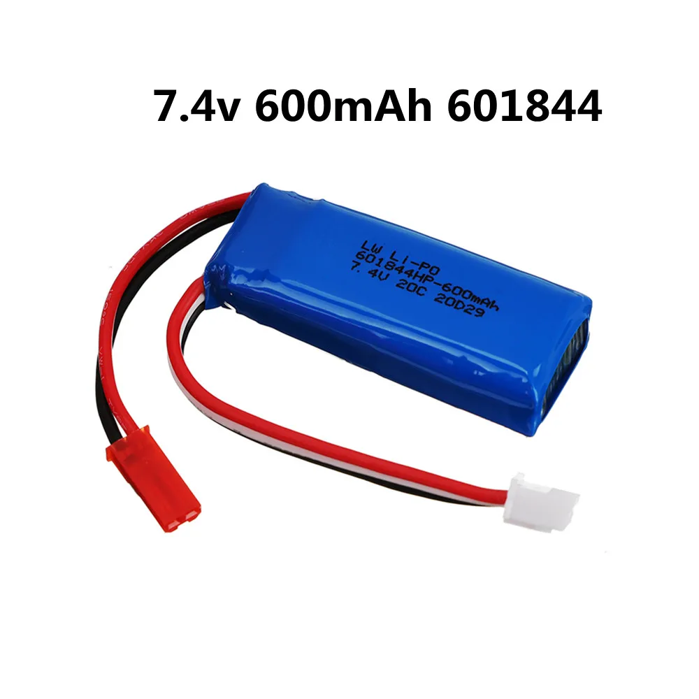 7.4V 600mAh 20C Lipo Battery for WLtoys K969 K979 K989 K999 P929 P939 RC Car Parts 2s 7.4v 601844 Battery jst plug