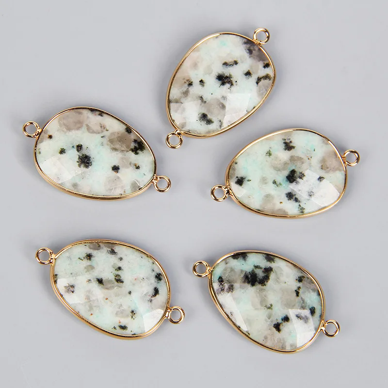 2PCS Natural Stone Slice Charm Pendants for DIY Jewellery Making