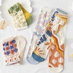 Cool Breathable Ultra-Thin Socks Summer Women Transparent Glass Filament Rhombic Flower Girls Elastic Short Socks Female Sox