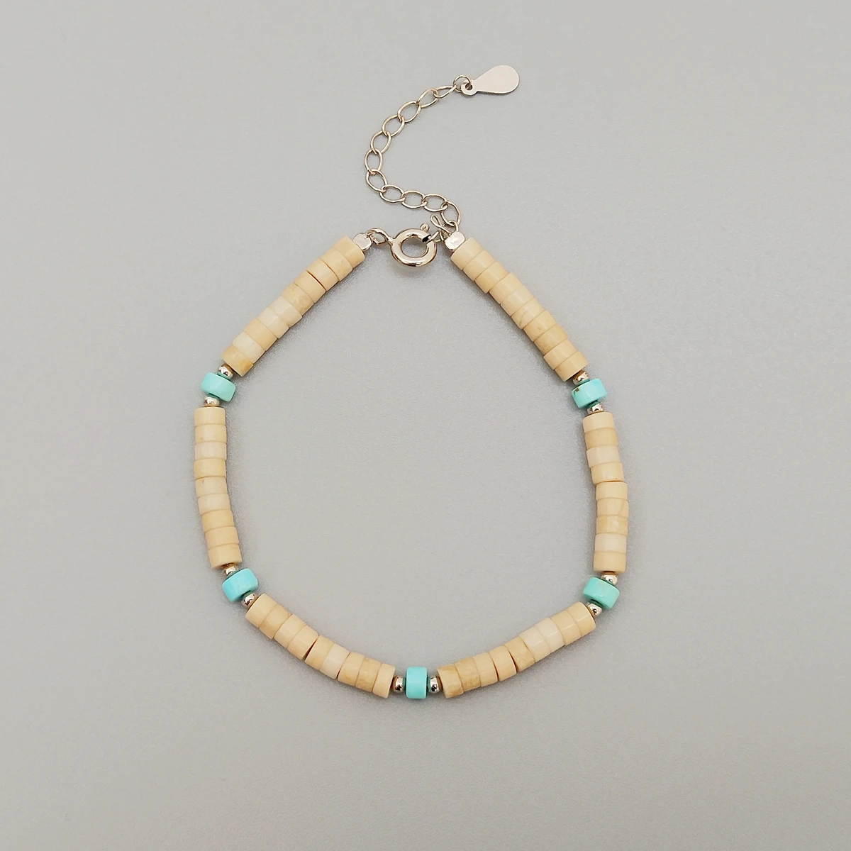 

Lii Ji Real Stone Boho Bracelet Fossials Turquoise 925 Sterling Silver Bracelet Women Men Jewelry Gift Bohemian Jewelry