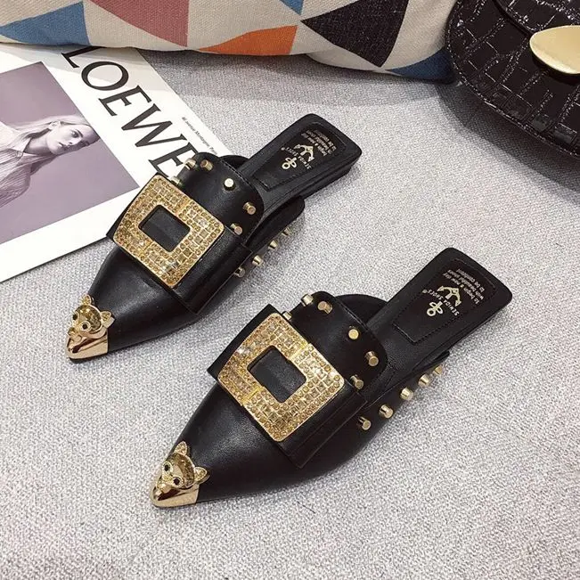 Vrouwen Slippers Zomer Muilezels Luxe Schoenen Slip-On Loafer Ontwerp Slide Dames Party Puntschoen Flats Meisjes Designer Schoenen mode
