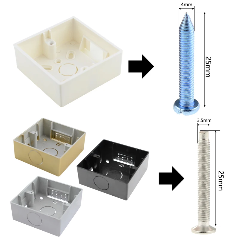 Exernal Mounting Box Dark Junction Box Back Box Surface Mount Box Outside Box For 86Type Switch Socket Black White Gold Gray