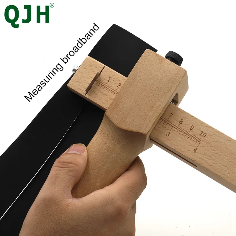 Adjustable Leather Strap Cutter Leather craft Strip Belt DIY Hand Cutting Wooden Strip Cutter With 5 Sharp Blades Leather Tools