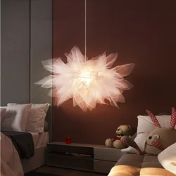 Gauze Flower Chandeliers Nordic Mesh Pendant Lights Modern Art Deco for Bedroom Living Children's Room E27 Ceiling Hanging Lamp